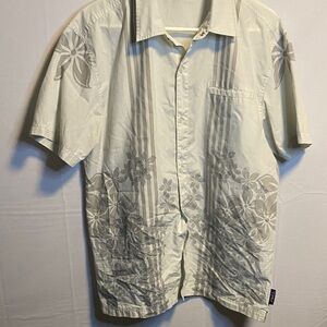 OP Men's Floral Button Down Shirt - Cream and Gray